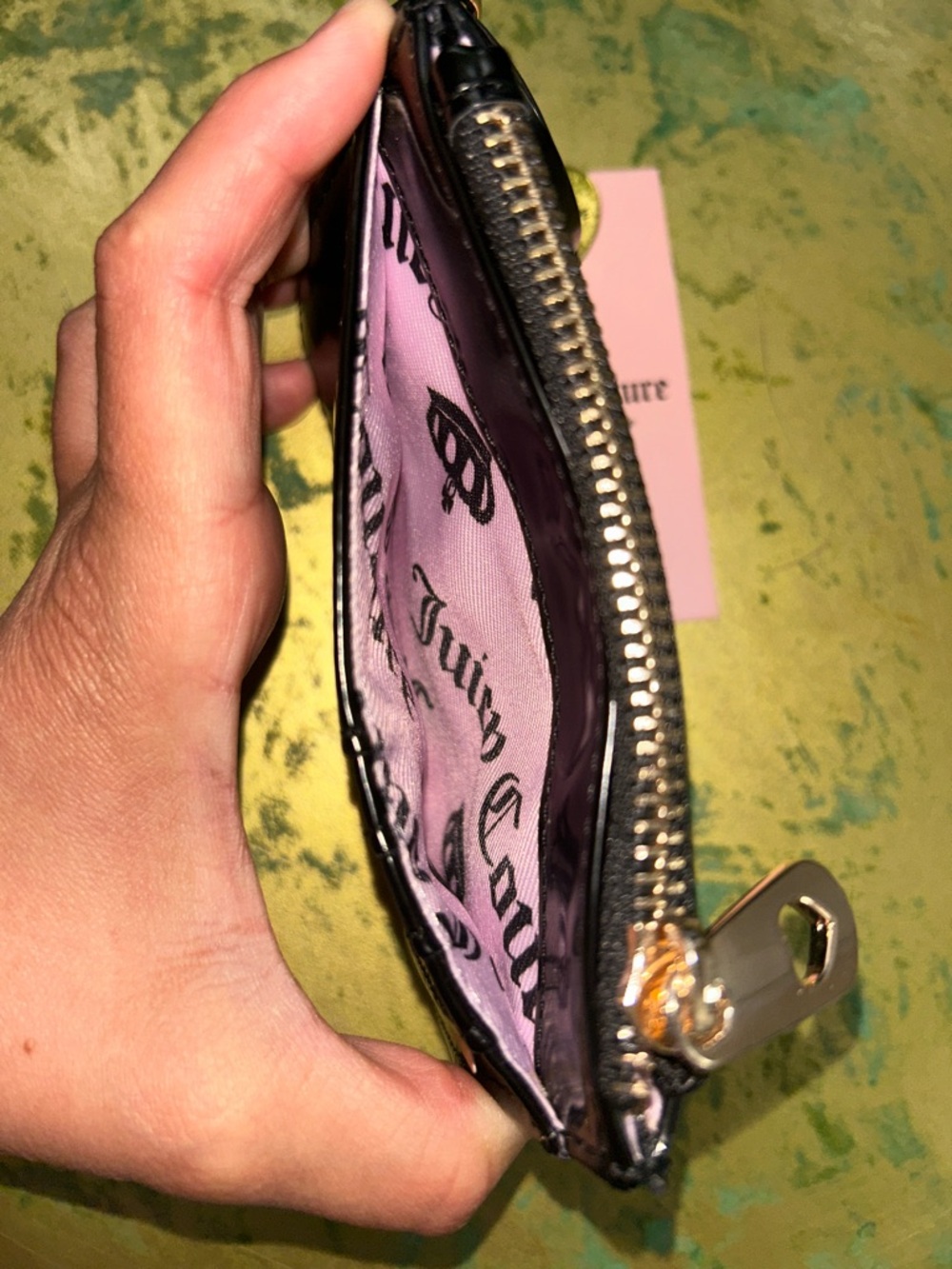 NWT Juicy Couture Black Patent Mini Wristlet - Picture 6 of 6